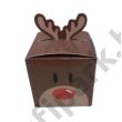 barna rénszarvas mintás mini ajándékdoboz aganccsal és 2 db Lindt csokigolyóval