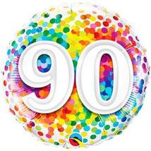 18 inch-es 90 Rainbow Confetti Szülinapi Héliumos Fólia Lufi