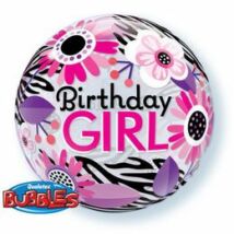 22 inch-es Birthday Girl Virágos Zebra Stripes Születésnapi Bubble Léggömb