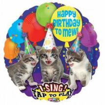 28 inch-es Happy Birthday Macskás Zenélő Születésnapi Fólia Léggömb
