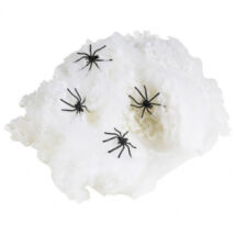 Fehér dekorációs pókháló 4db műpókkal