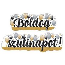 Boldog Szülinapot! Elegáns arany és ezüst léggömbös felirat - 148 cm x 27 cm