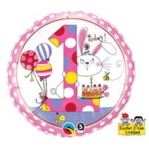 18 inch-es Nyuszi – Age 1 Bunny Polka Dots 1. Szülinapi Születésnapi Számos Fólia Léggömb