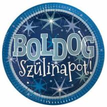 Boldog szülinapot kék parti tányér