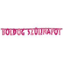 Boldog Szülinapot! Rózsaszín Lányos Betűfüzér/Banner Dekoráció - 2,3 m