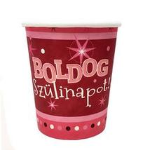 Boldog Szülinapot Rózsaszín Papír Party Pohár - 6 db-os