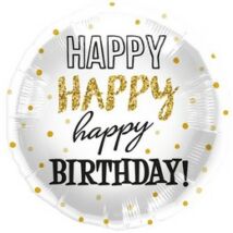 18 inch-es Happy Birthday Gold Dots Szülinapi Fólia Lufi