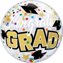 22 inch-es Congrats Grad Stars & Dots Ballagási Bubble Lufi