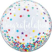 22 inch-es Gratulálok - Congratulations Confetti Stars Bubble Lufi
