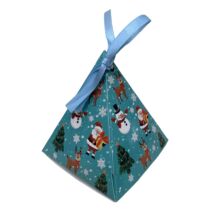 kék karácsonyi piramis ajándékdoboz vegyes mintákkal és 4 db Lindt csokigolyóval