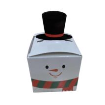 hóember mintás ajándékdoboz cilinderrel és 2 db Lindt csokigolyóval