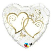 36 inch-es Entwined Hearts Gold Esküvői Szív Fólia Léggömb