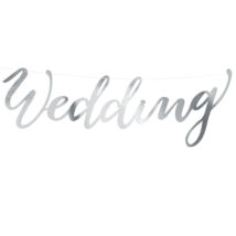Ezüst wedding banner, 16.5x45 cm