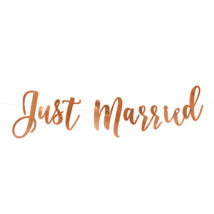 Just Married rose gold banner, 20x77 cm
