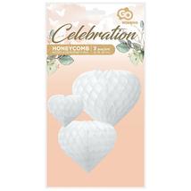 Szív lampion csomag, fehér - 12cm, 19cm, 26cm