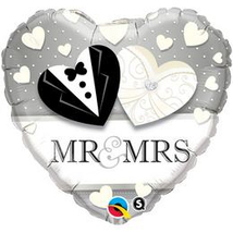 18 inch-es Mr. & Mrs. Wedding Esküvői Szív Fólia Léggömb