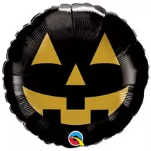 18 inch-es Fekete Arany Tök - Jack Face Black and Gold Halloween Fólia Lufi