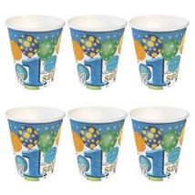 Boldog 1. Szülinapot! Léggömbös Kék Fiús Parti Pohár - 250 ml, 6 db-os