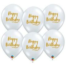 11 inch-es Birthday Brush Script Szülinapi Diamond Clear Kerek Lufi