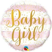 18 inch-es Kislány Baba/Bébi - Baby Girl Pink Stripes Fólia Lufi Babaszületésre