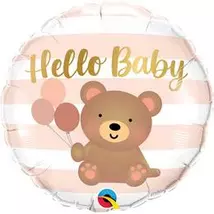 18 inch-es Hello Baby Bear and balloons fólia lufi
