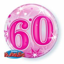 22 inch-es 60-as Pink Starburst Sparkle Születésnapi Bubbles Léggömb