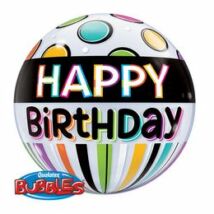 22 inch-es bday black band & dots bubble