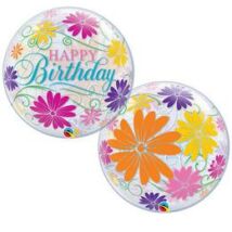 22 inch-es Birthday Flowers & Filigree Szülinapi Bubble Lufi