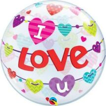 22 inch-es I Love U Banner Hearts Szerelmes Bubble Lufi