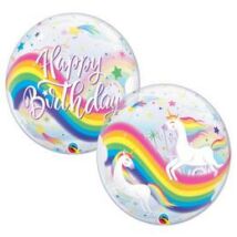 22 inch-es Birthday Rainbow Unicorn - Szívárvány Egyszarvú unikornis Szülinapi Bubble Lufi