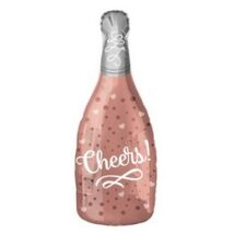 Cheers Feliratú Rózsaszín Pezsgősüveg Junior Shape Fólia Lufi