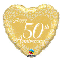 18 inch-es Happy 50th Anniversary Heart 50. Házassági Évfordulóra Fólia Léggömb