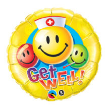 18 inch-es Jobbulást - Get Well Smile Face Fólia Lufi