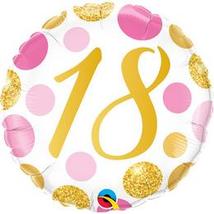 18 inch-es 18-as Pink & Gold Dots Szülinapi Számos Fólia Lufi
