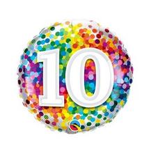 18 inch-es 10 Rainbow Confetti Szülinapi Fólia Lufi