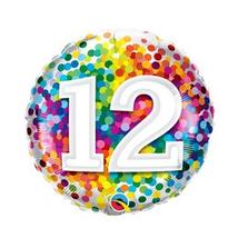 18 inch-es 12 Rainbow Confetti Szülinapi Fólia Lufi