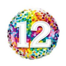 18 inch-es 12 Rainbow Confetti Szülinapi Fólia Lufi