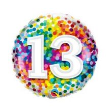 18 inch-es 13 Rainbow Confetti Szülinapi Fólia Lufi