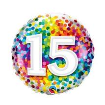 18 inch-es 15 Rainbow Confetti Szülinapi Fólia Lufi