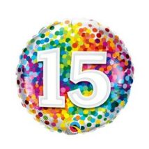 18 inch-es 15 Rainbow Confetti Szülinapi Fólia Lufi