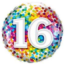 18 inch-es 16 Rainbow Confetti Szülinapi Fólia Lufi