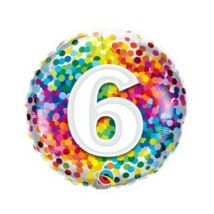 18 inch-es 6 Rainbow Confetti Szülinapi Fólia Lufi