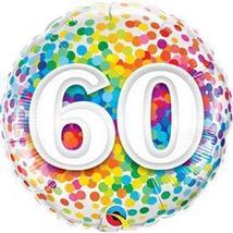 18 inch-es 60 Rainbow Confetti Szülinapi Fólia Lufi