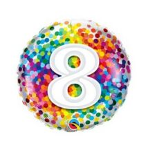 18 inch-es 8 Rainbow Confetti Szülinapi Fólia Lufi
