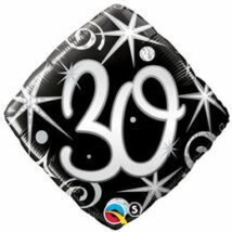 18 inch-es 30. Számos Szülinap Elegant Sparkles and Swirls Születésnapi Fólia Léggömb