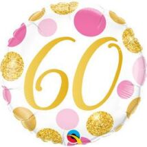 18 inch-es 60-as Pink &amp; Gold Dots Szülinapi Számos Fólia Lufi