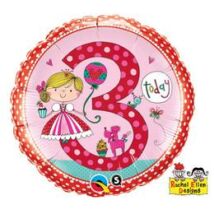 18 inch-es Hercegnő – Age 3 Princess Polka Dots 3. Születésnapi Számos Fólia Léggömb