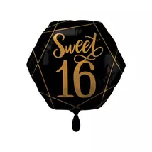Supershape Sweet 16-as fekete arany fólia lufi 