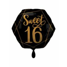 Supershape Sweet 16-as fekete arany fólia lufi 