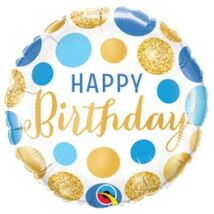 18 inch-es birthday blue&gold dots fólia